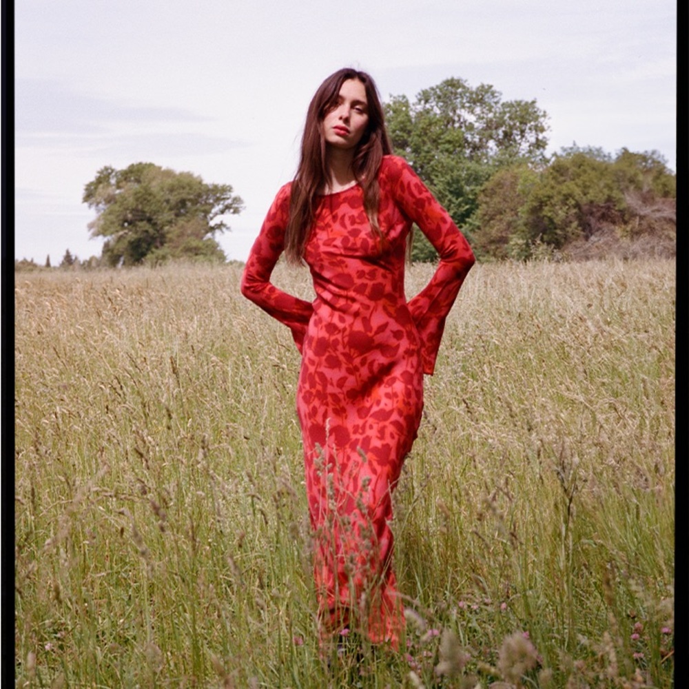 Red maxi dress